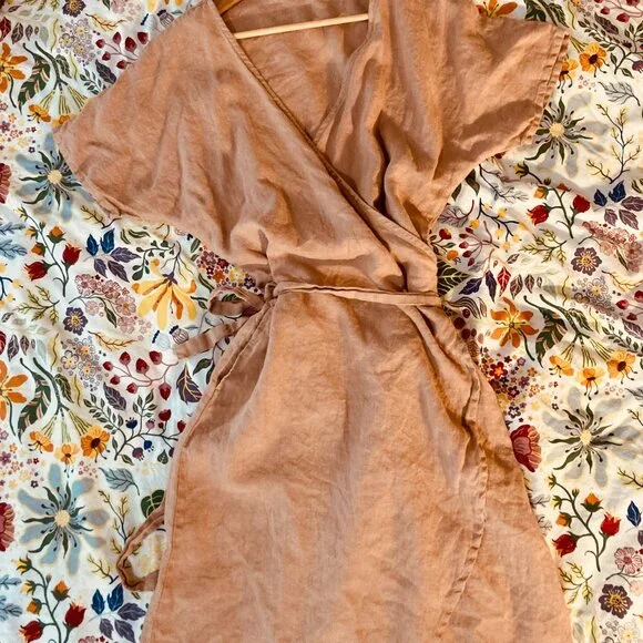 Linenfox Mimosa Wrap Linen Dress (Small/Medium) - Picture 4 of 4